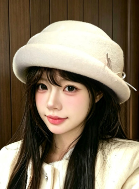 赫本风蝴蝶结千金帽子女