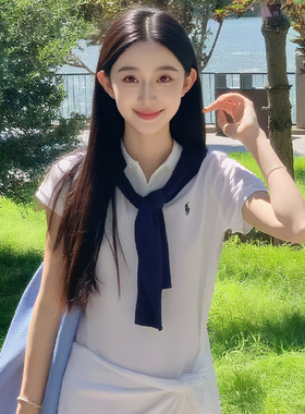 青春美学感藏青色披肩外搭女