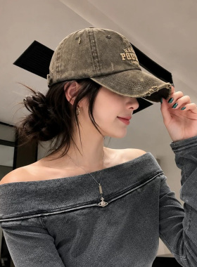 灰色牛仔大头围棒球帽女