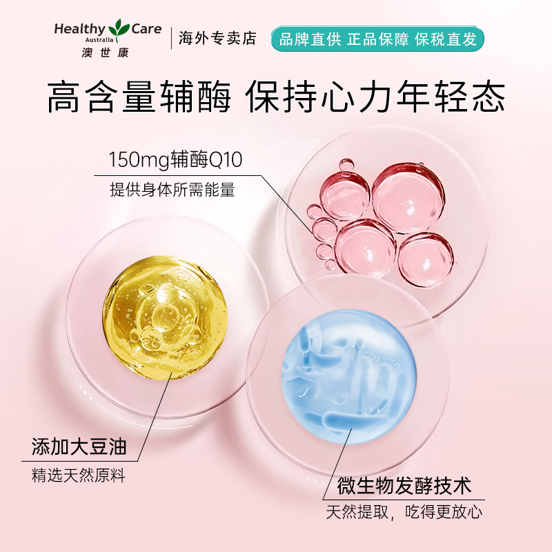 HealthyCare澳洲进口辅酶q10软胶囊100粒保护心脏中老年保健品 - 图2