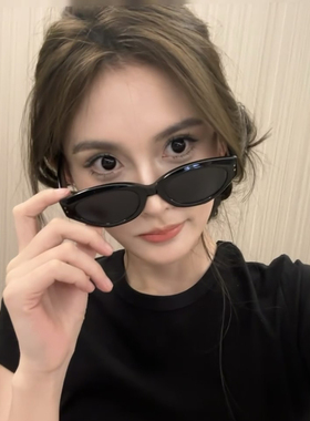复古猫眼墨镜女欧美高级感2024新款jennie窄框防晒紫外线太阳眼镜