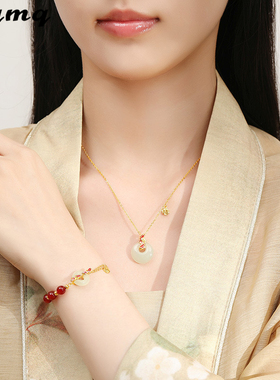 平安扣项链和田玉新年礼物新中式