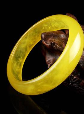 厂家辽宁岫岩玉扁条手镯饰品天然岫玉油黄镯子黄色玉石手镯