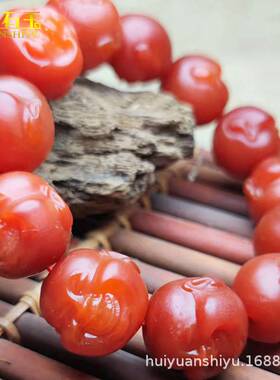 四川保山南红色玛瑙手工佛头手链云南川红佛珠柿子红男女款手串