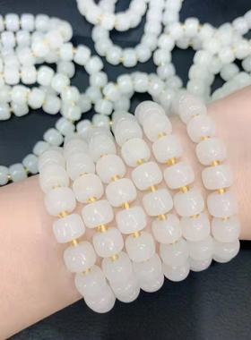 直播放漏货源冰透白色手琉璃仿白玉情侣款精美手串跑江湖地摊
