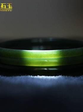 a货新疆和田玉青玉叮当镯细圆条手镯玉石响镯墨绿色玉镯子直播款