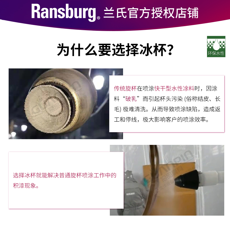 Ransburg兰氏 IceBell静电冰杯快干型水性涂料用环保省漆高雾化-图0