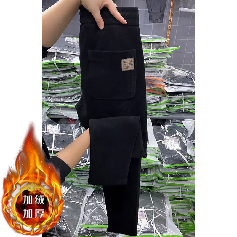 痞帅条纹纯色裤子男士春秋季休闲裤加厚灯芯绒加绒简约小脚哈伦裤,淘宝优惠券,粉丝福利购,淘宝优惠卷