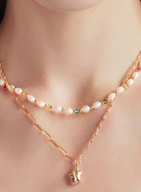 三倍微醺梦幻彩虹花苞珍珠双层链