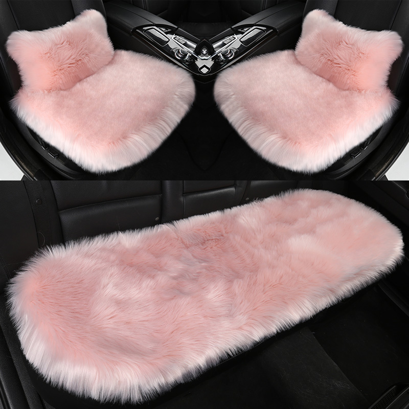 汽车坐垫冬季毛绒保暖单片后排车垫三件套长毛垫女加厚通用品座垫 - 图2
