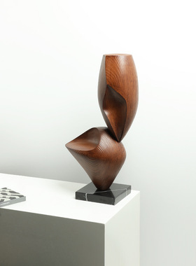 意式极简抽象木纹雕塑摆件