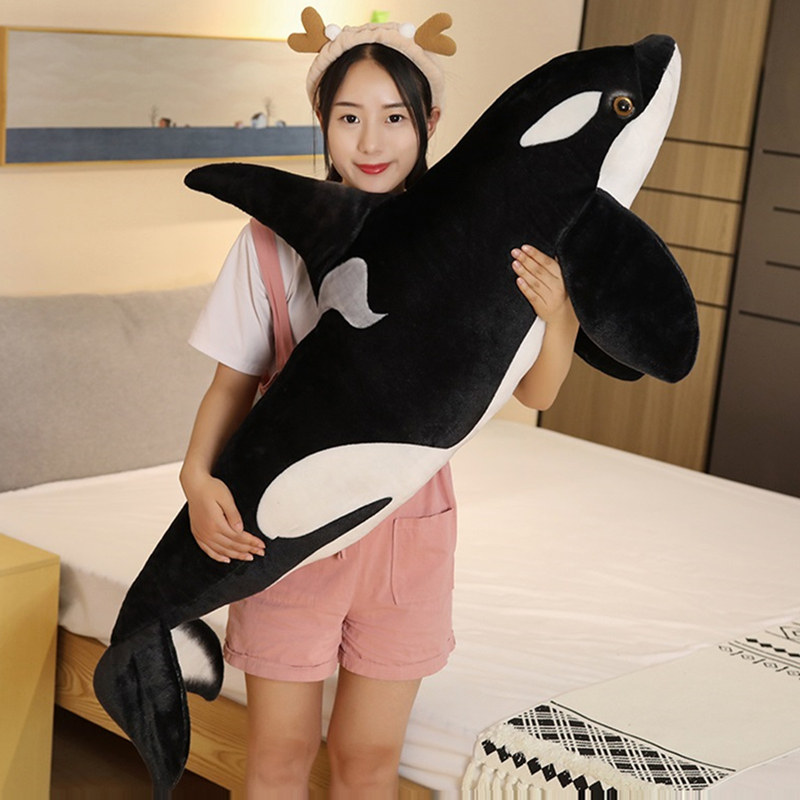 超大号鲸鱼抱枕女生睡觉虎鲸毛绒玩具仿真公仔鲨鱼玩偶海洋型摆件 - 图0