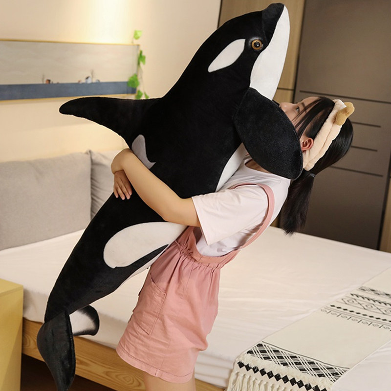 超大号鲸鱼抱枕女生睡觉虎鲸毛绒玩具仿真公仔鲨鱼玩偶海洋型摆件 - 图1