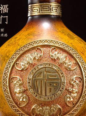 客厅玄关新中式黄铜葫芦装饰摆件