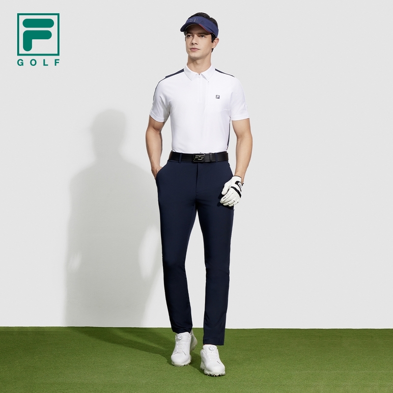 FILA GOLF斐乐男士梭织长裤2024夏新款高尔夫运动基础简约直筒裤