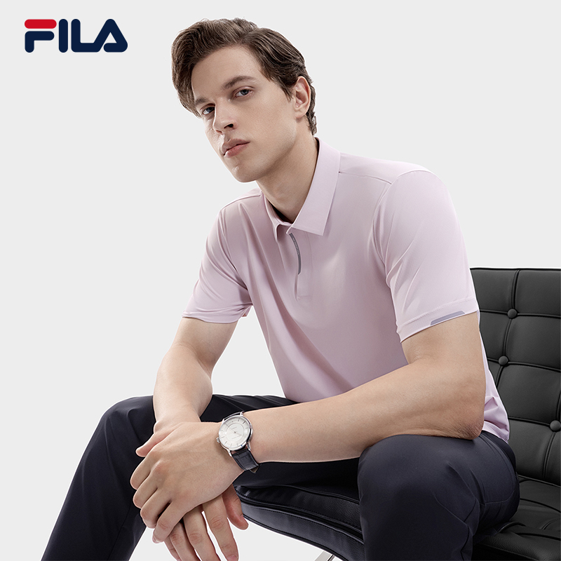 FILA 斐乐官方正品男士针织短袖POLO衫夏季简约凉感商务休闲上衣