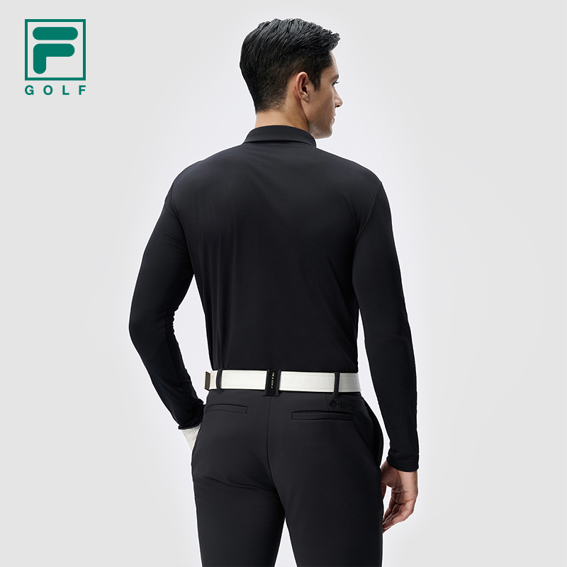 FILA 斐乐官方男子针织长袖POLO衫2025冬新款高尔夫运动防晒上衣 - 图0