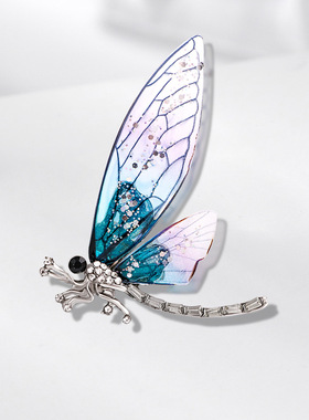 跨境欧美昆虫复古滴油蜻蜓胸花高档水钻蜜蜂胸针别针水晶brooch