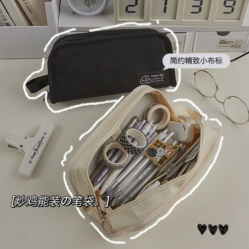 大容量笔袋多功能文具盒2026年流行中学生女孩版日系少女心高颜值小学生初中生帆布黑科技网红高级感铅笔袋 - 图2