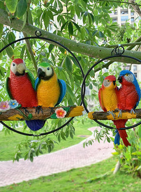 户外园林仿真鹦鹉雕塑摆件花园庭院树脂吊饰景观动物装饰小鸟挂件