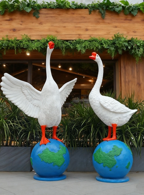 户外仿真大白鹅鸭子雕塑装饰摆件