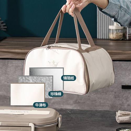 钻菲乐饭盒手提包保温袋学生便当袋饭包上班族带饭加厚饭盒袋铝箔 - 图0