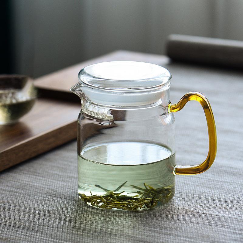 泡绿茶专用茶具月牙杯过滤茶杯带泡玻璃耐热套装加厚月牙茶器茶漏