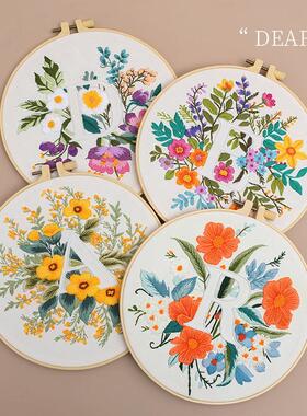 新品26个英文字母花卉English alphabet flowers布艺手工刺绣diy