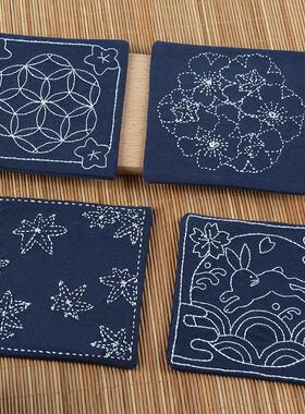 diy手工刺绣材料包套件Fabric Tea Mat and Cup Mat布艺茶垫杯垫