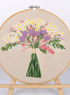 diy手工绣刺绣材料包Bouquet Holding Flowers花束捧花花卉刺绣