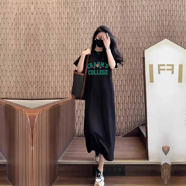 Pure cotton short-sleeved T-shirt skirt 2023 new loose style