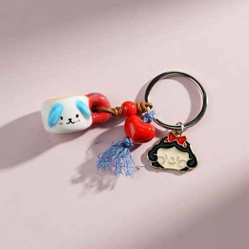 手机包包陶瓷编织挂件如意生花包包钥匙扣u盘耳机拉链扣挂件 - 图1