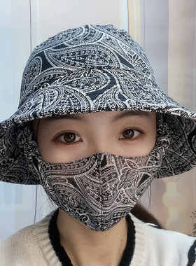 防晒口罩一体帽子女夏季遮阳