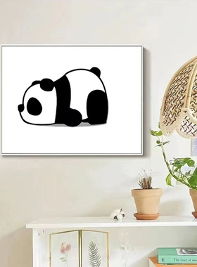 熊猫儿童房装饰画现代简约遮挡画配电箱多媒体箱电表盒总开关挂画