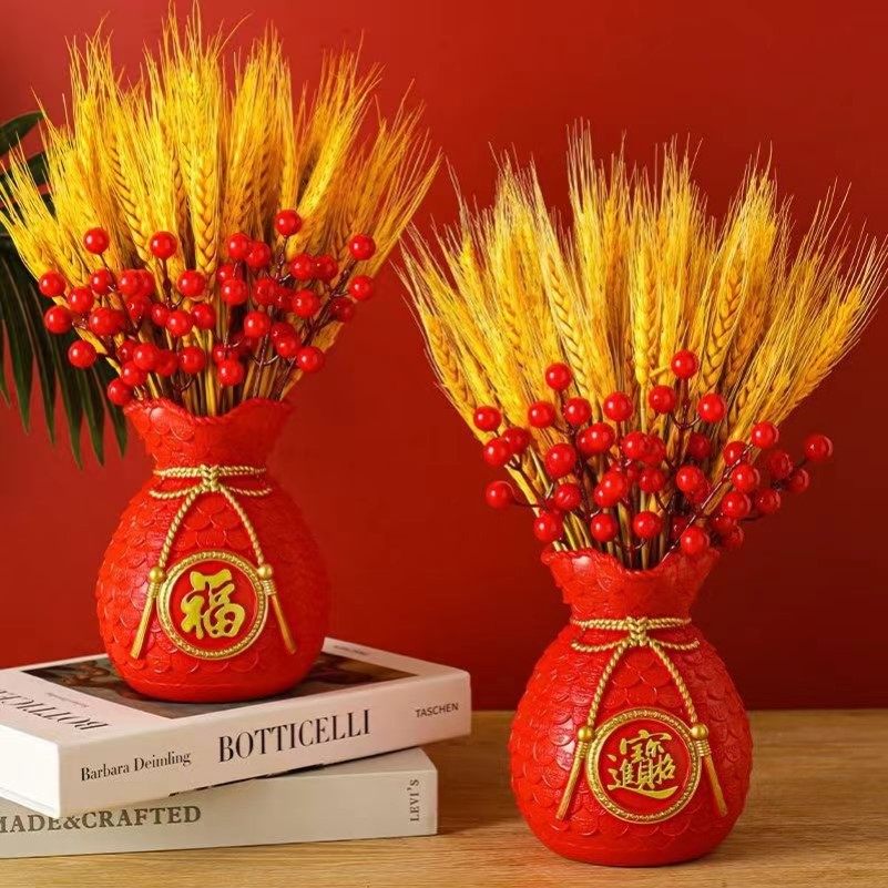 室内高档摆件招财转运金黄麦穗钱袋子花瓶开业柜台新房桌面小摆件,淘宝优惠券,粉丝福利购,淘宝优惠卷
