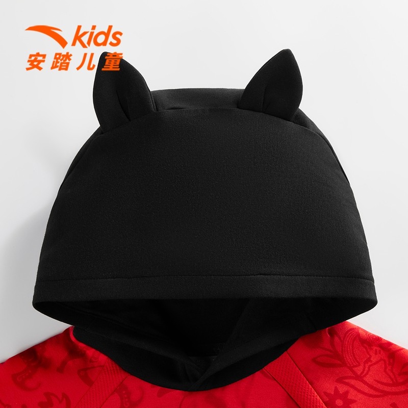 新年款安踏儿童男小童针织连帽套头衫2026年春新舒适亲肤男孩卫衣,淘宝优惠券,粉丝福利购,淘宝优惠卷