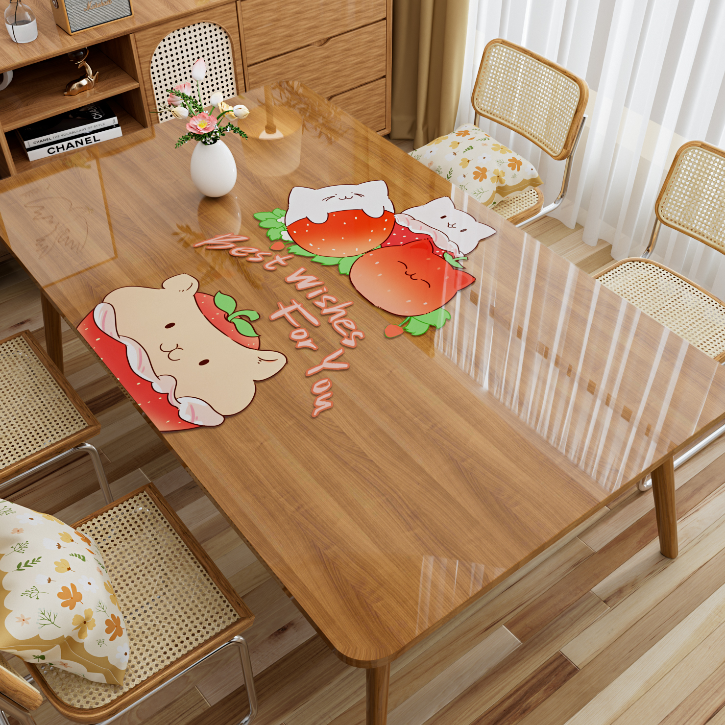 多巴胺卡通动漫透明茶几桌垫软玻璃防水防油免洗桌布餐桌保护垫子 - 图2