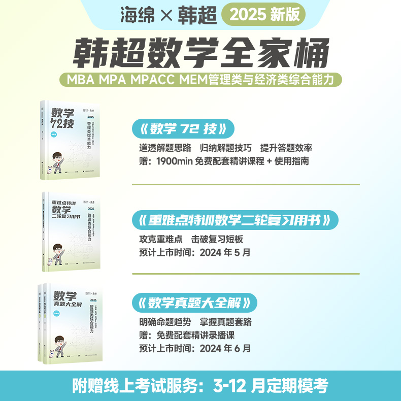 海绵25考研【韩超数学72技】199管理类书课包管综教材MPAccMBAMEM-图0