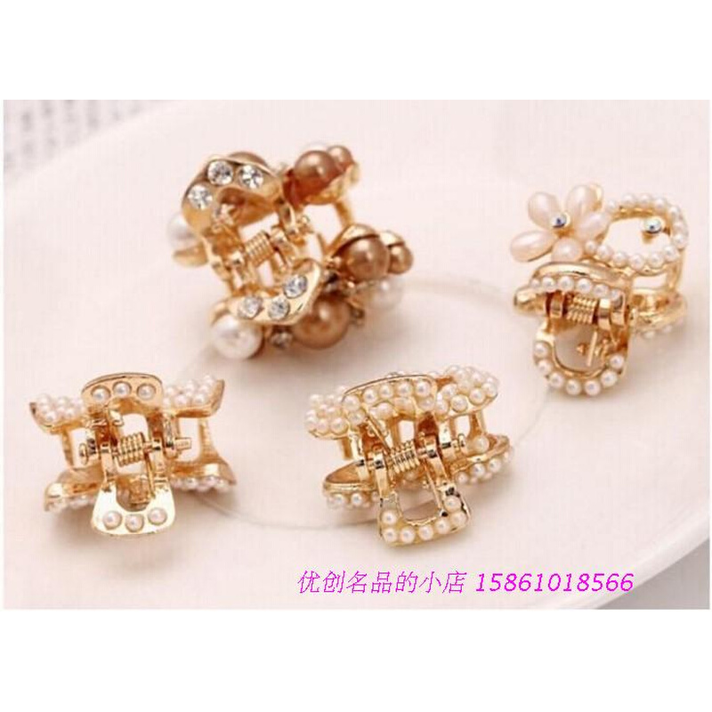 网红Korean jewelry pearl bow hair clip bangs hairpin/gripper - 图1