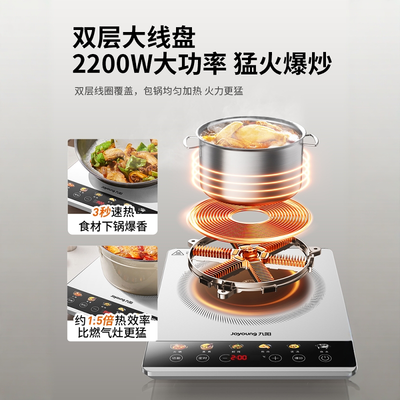 九阳电磁炉小型家用大功率爆炒火锅炒菜锅一体大面板官方正品新款