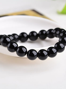 黑曜石水晶手串简约男士大气玻璃