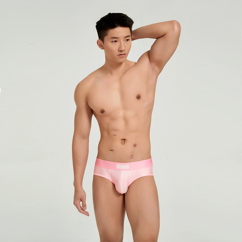 【26新品】Oengus拉丝金属光泽感男士粉色三角裤性感高弹透气瘾诱 - 图3