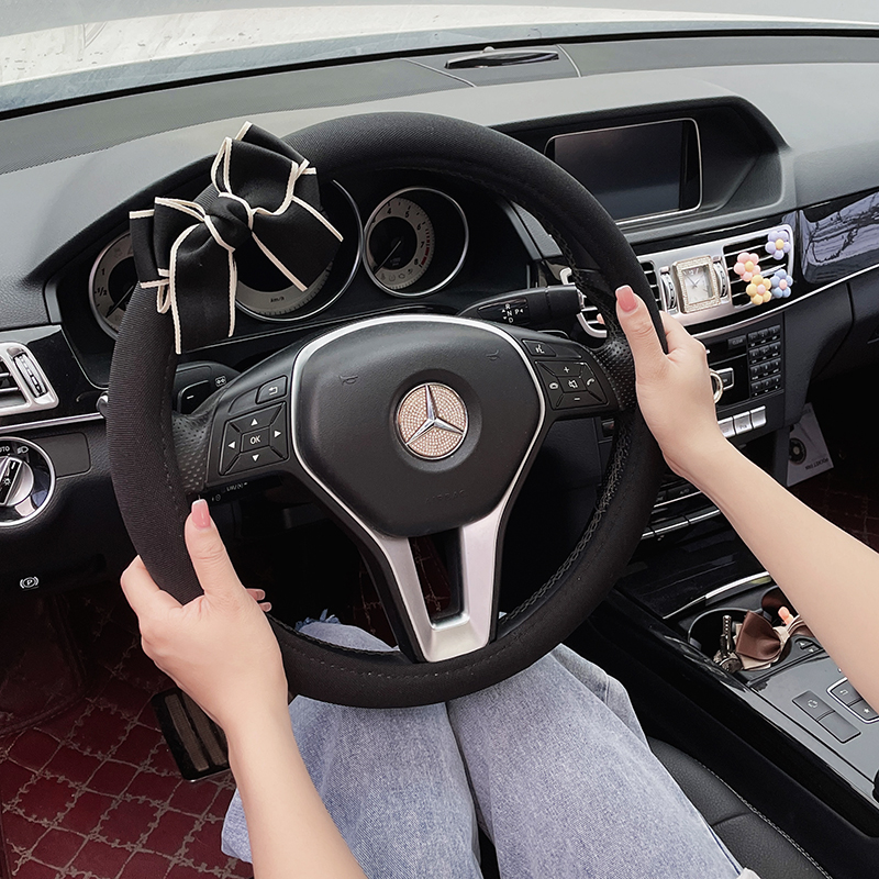汽车冬季通用吸汗防滑方向盘套车用小香风气质车把套内饰女生时尚 - 图0