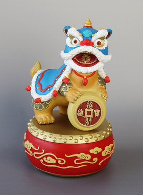 献瑞醒狮铜摆件家居工艺装饰品