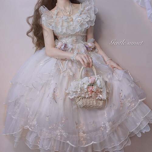花神芙洛拉lolita正品花嫁洛丽塔连衣裙JSK吊带裙星辰猫原创设计 - 图1