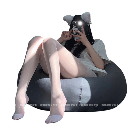 喵：黑色波点丝袜透肉高透超薄性感夏季jk爱心黑丝袜纯欲连裤袜女 - 图3