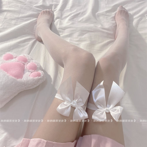 性感少女蕾丝白色小腿袜过膝长筒袜jk袜子黑丝袜女薄款易撕丝袜 - 图3