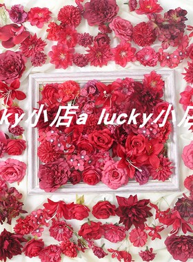 红色系婚庆布置簪花装饰假花绢花