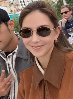 新品超好质感墨镜女金属椭圆顶版眼镜防紫外线防晒可配近视太阳镜