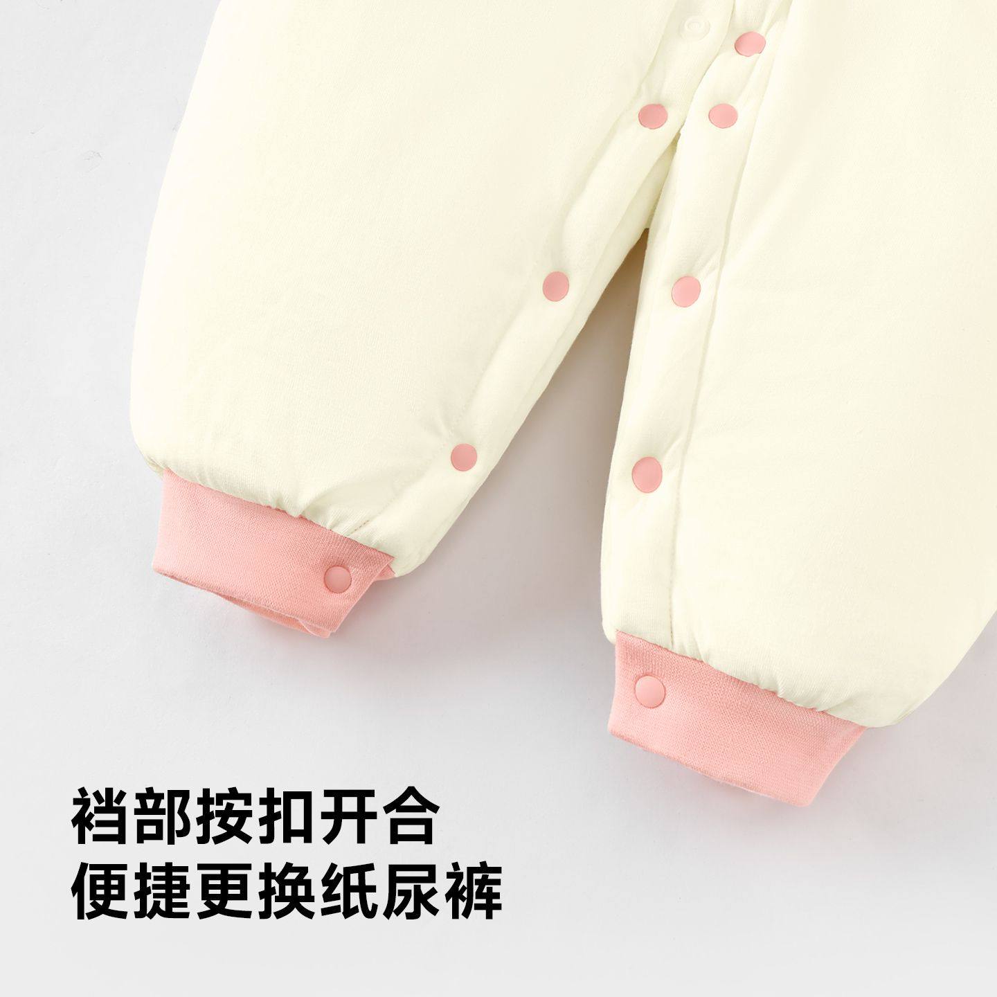 婴儿连体衣秋冬新款女宝宝三层夹棉哈衣男童加厚保暖衣服外出棉服,淘宝优惠券,粉丝福利购,淘宝优惠卷